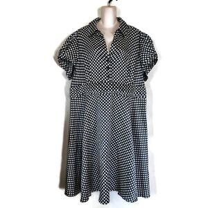 Cato Black Polkadot Satin Pin Up Dress Size Women's 24W